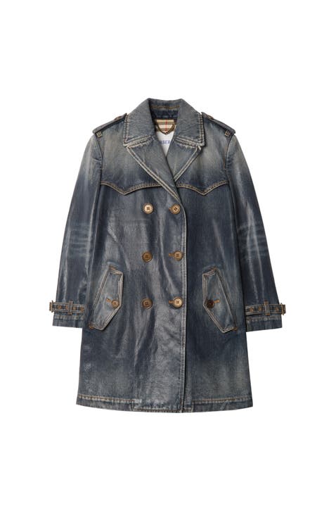 Short Coated Denim Trench Coat