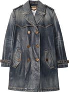 Burberry Short Coated Denim Trench Coat