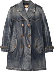 Burberry Short Coated Denim Trench Coat