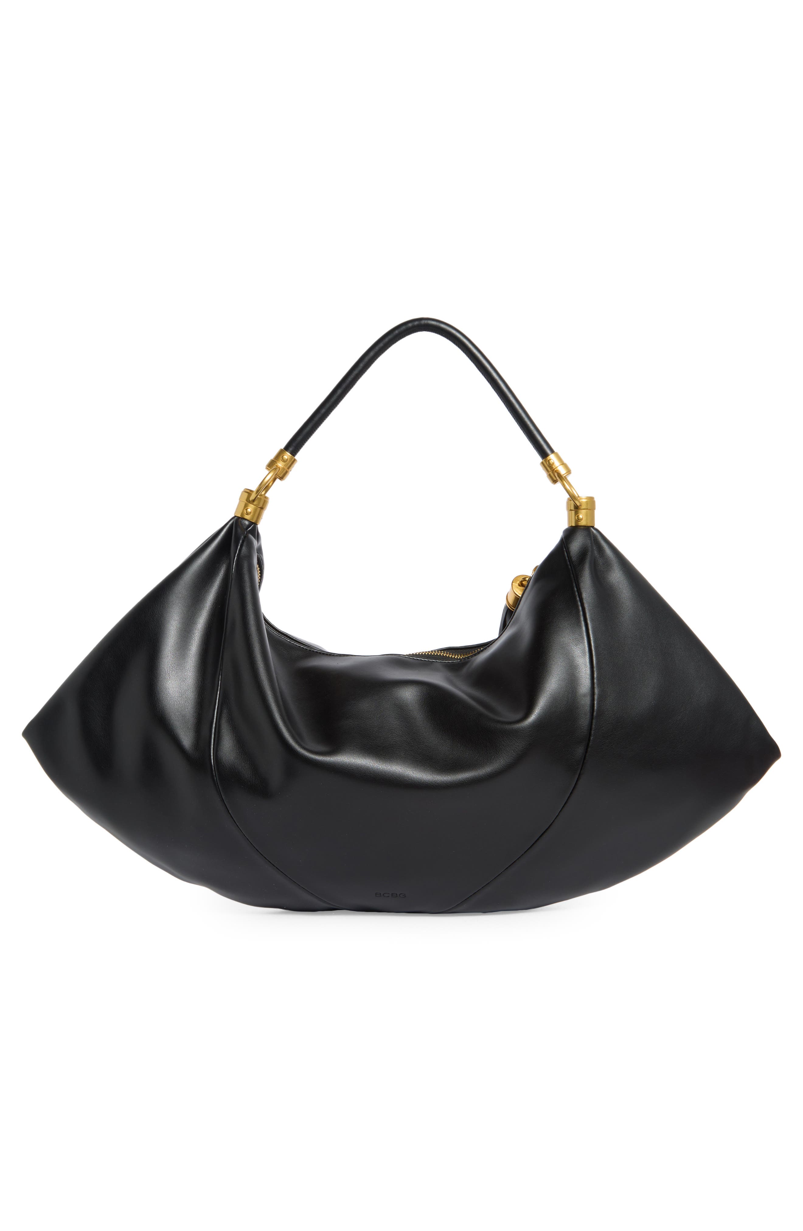 BCBG Tassel Water Repellent Shoulder Bag, Alternate, color, Black