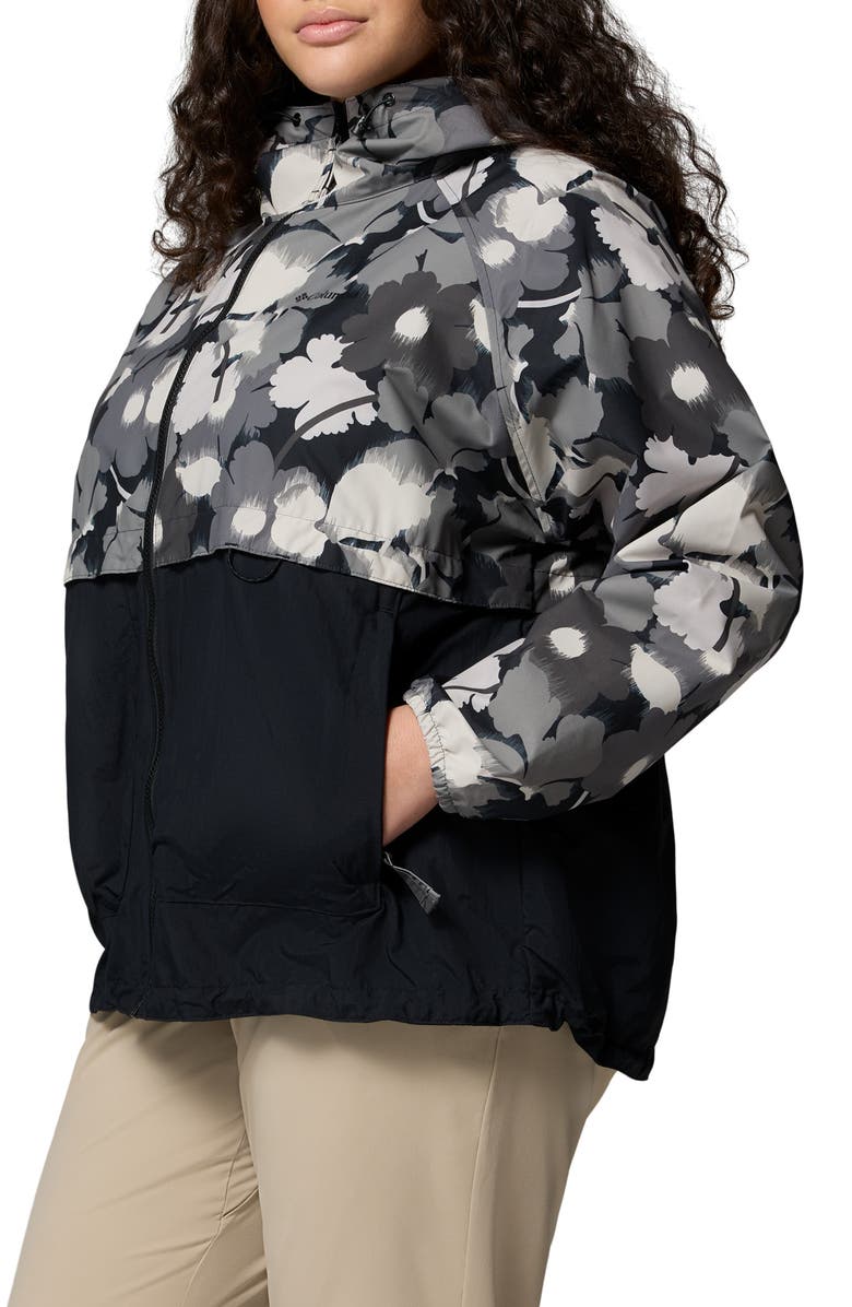 Columbia Spire Valley Print Water Repellent Windbreaker, Alternate, color, Black Ikatbloom Print/ Black
