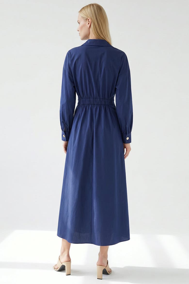 Delray Long Sleeve Buttoned Midi Dress, Alternate, color, Navy