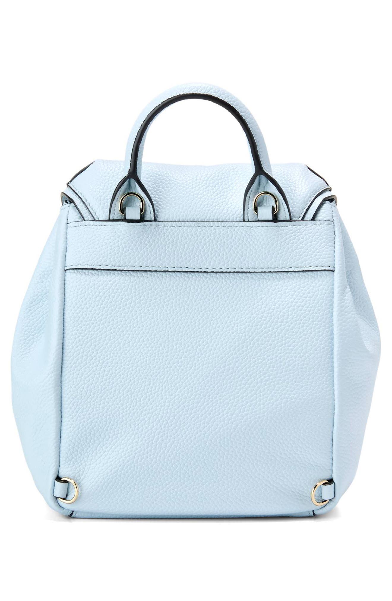 Alexandria Small Flap Leather Backpack, Alternate, color, BALLAD BLUE