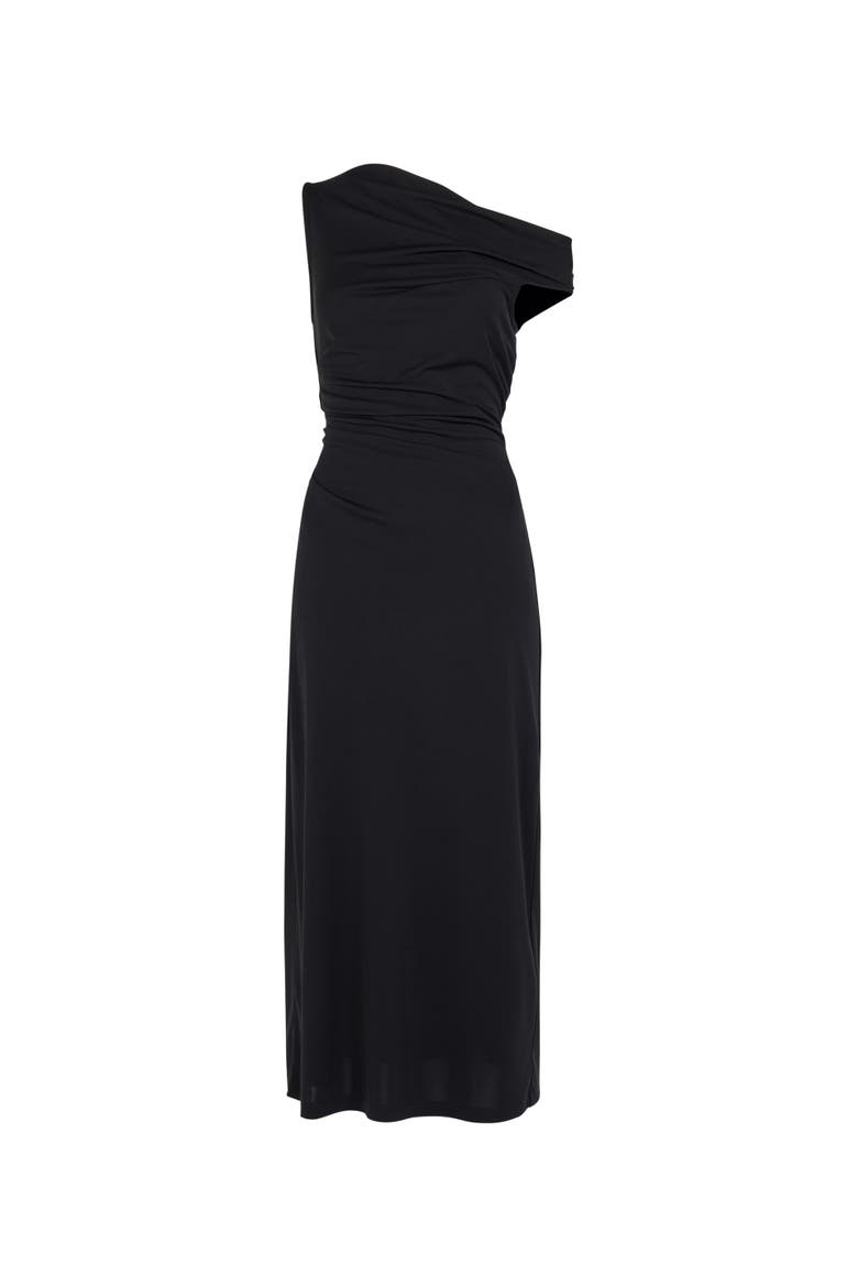 Jersey Crepe Asymmetric Dress, Alternate, color, Black
