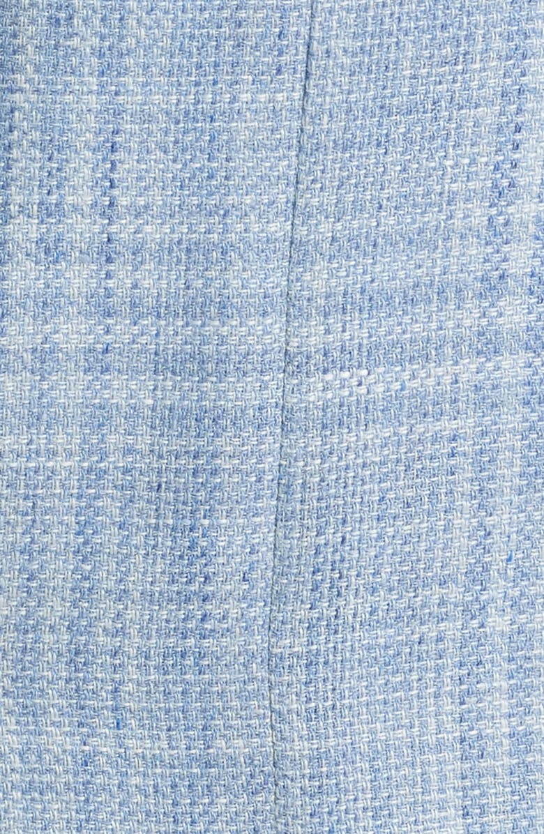 Canali Kei Trim Fit Plaid Linen & Wool Sport Coat, Alternate, color, Light Blue