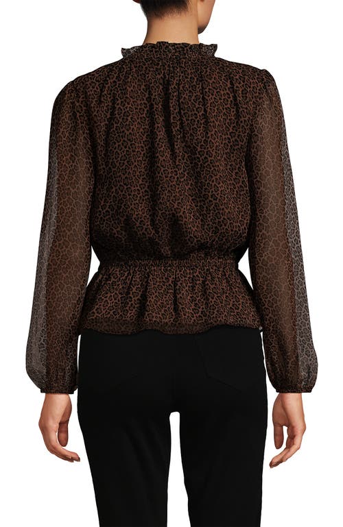Lands' End Chiffon Peplum Top In Brown