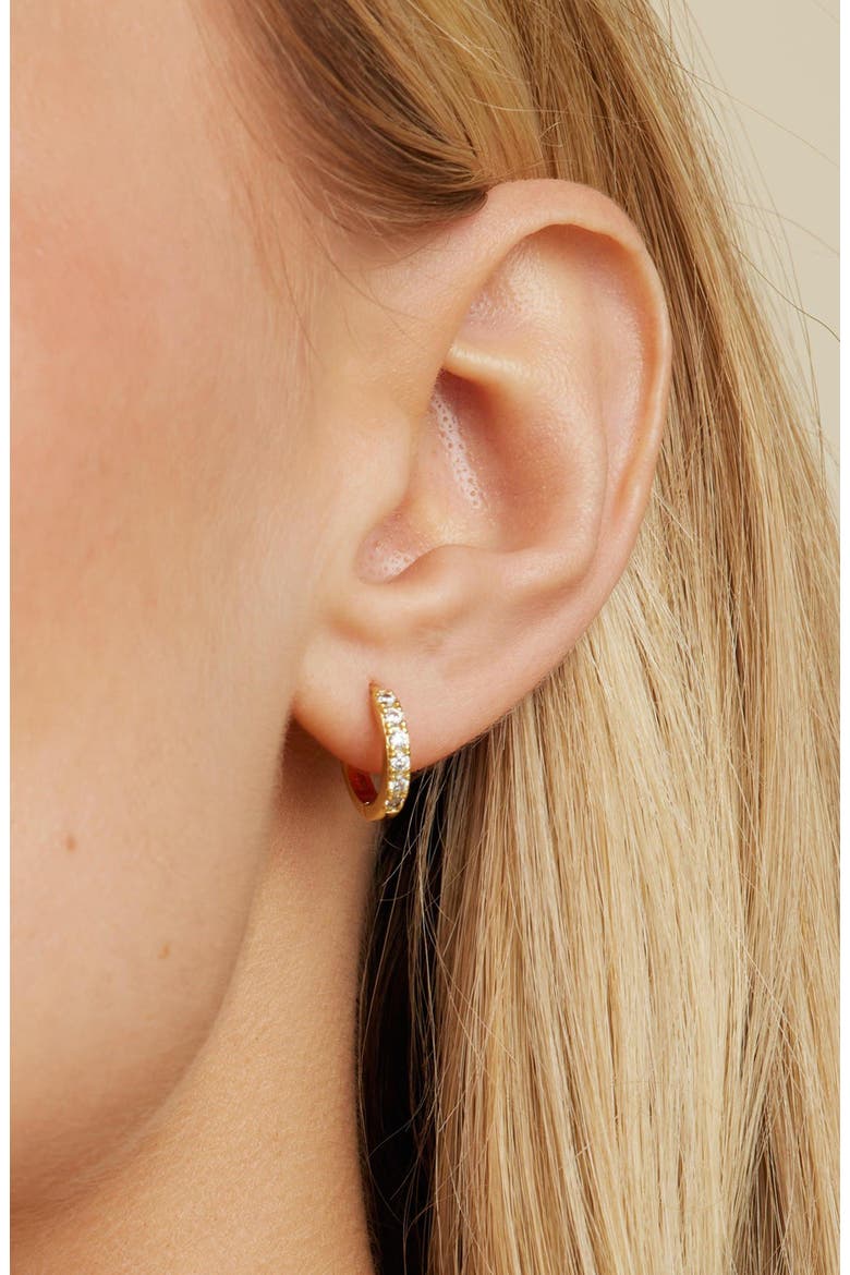 Monica Huggie Hoops, Alternate, color, Gold