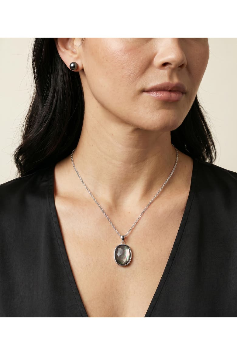 Black Mother of Pearl Cultured Pearl Peyton Pendant Necklace, Alternate, color, Black Mother of Pearl