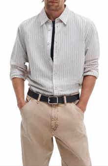 Finch Stripe Linen Blend Button-Up Shirt
