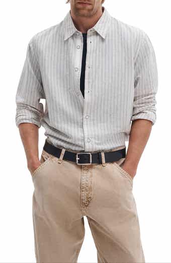 Finch Stripe Linen Blend Button-Up Shirt