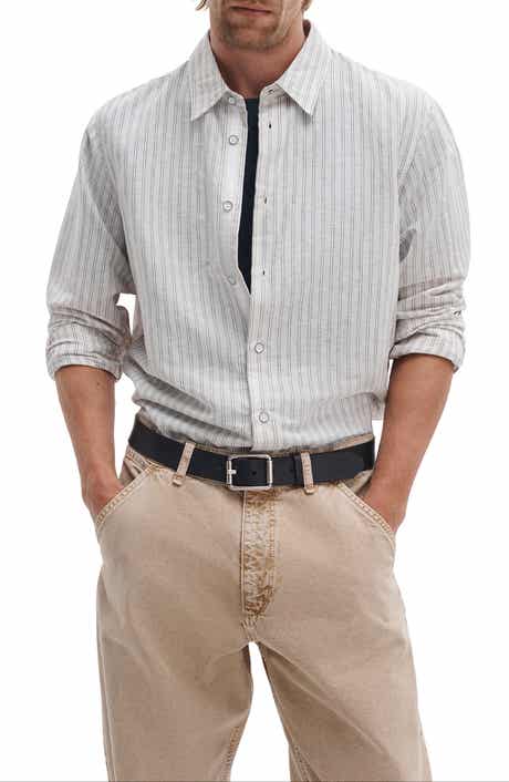 Finch Stripe Linen Blend Button-Up Shirt