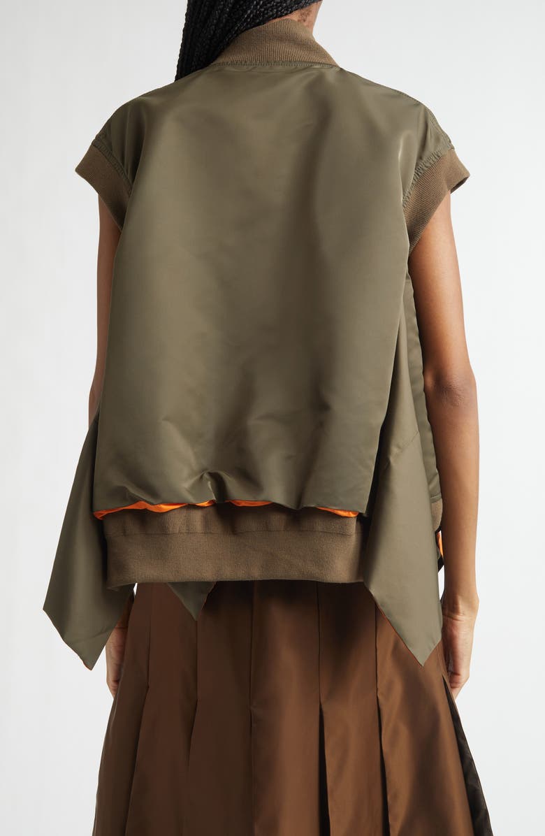 Sacai Nylon Twill Zip Vest, Alternate, color, Dark Khaki