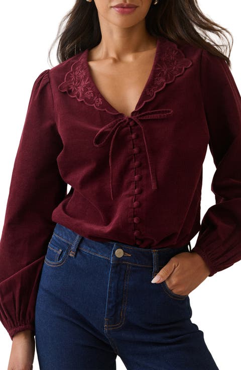 Isla Embroidered Cord Top
