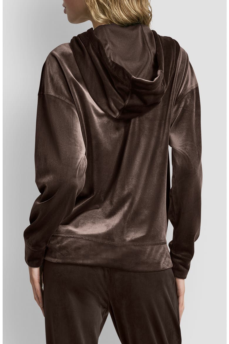 Rhinestone Velour Zip Hoodie, Alternate, color, ESPRESSO