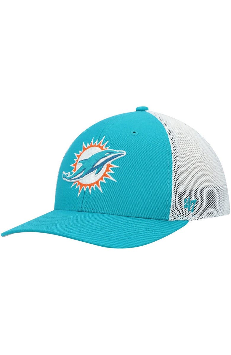 '47 Men's '47 Aqua/White Miami Dolphins Trophy Trucker Flex Hat, Main, color, 