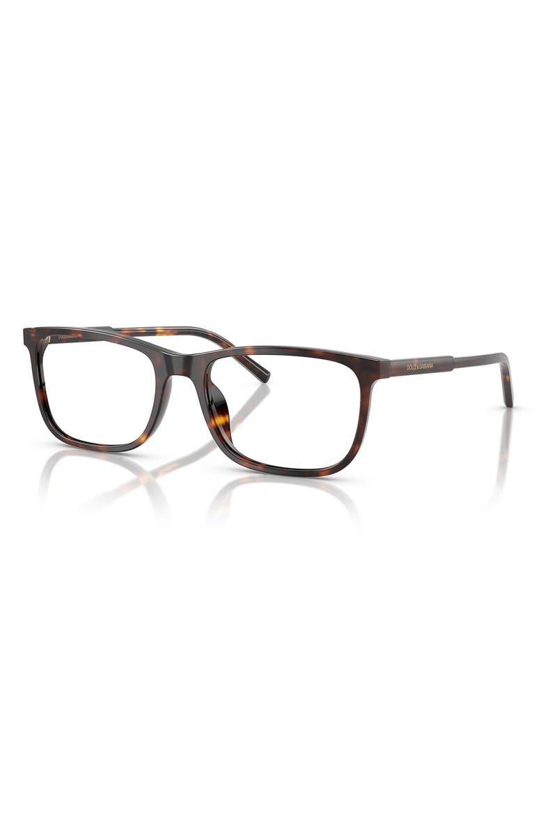 Dolce&Gabbana 53mm Rectangular Optical Glasses, Alternate, color, Havana / Demo Lens