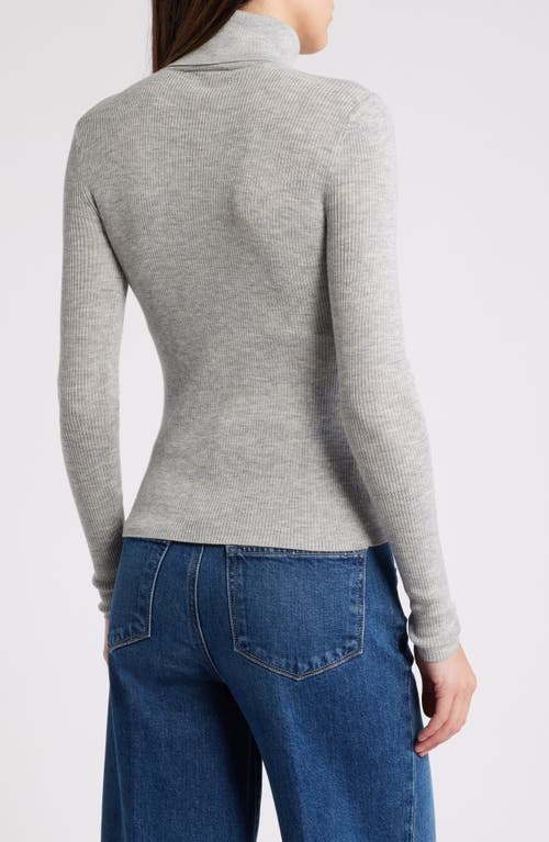 Favorite Daughter Amelia Rib Merino Wool Turtleneck Top In Melange Grey