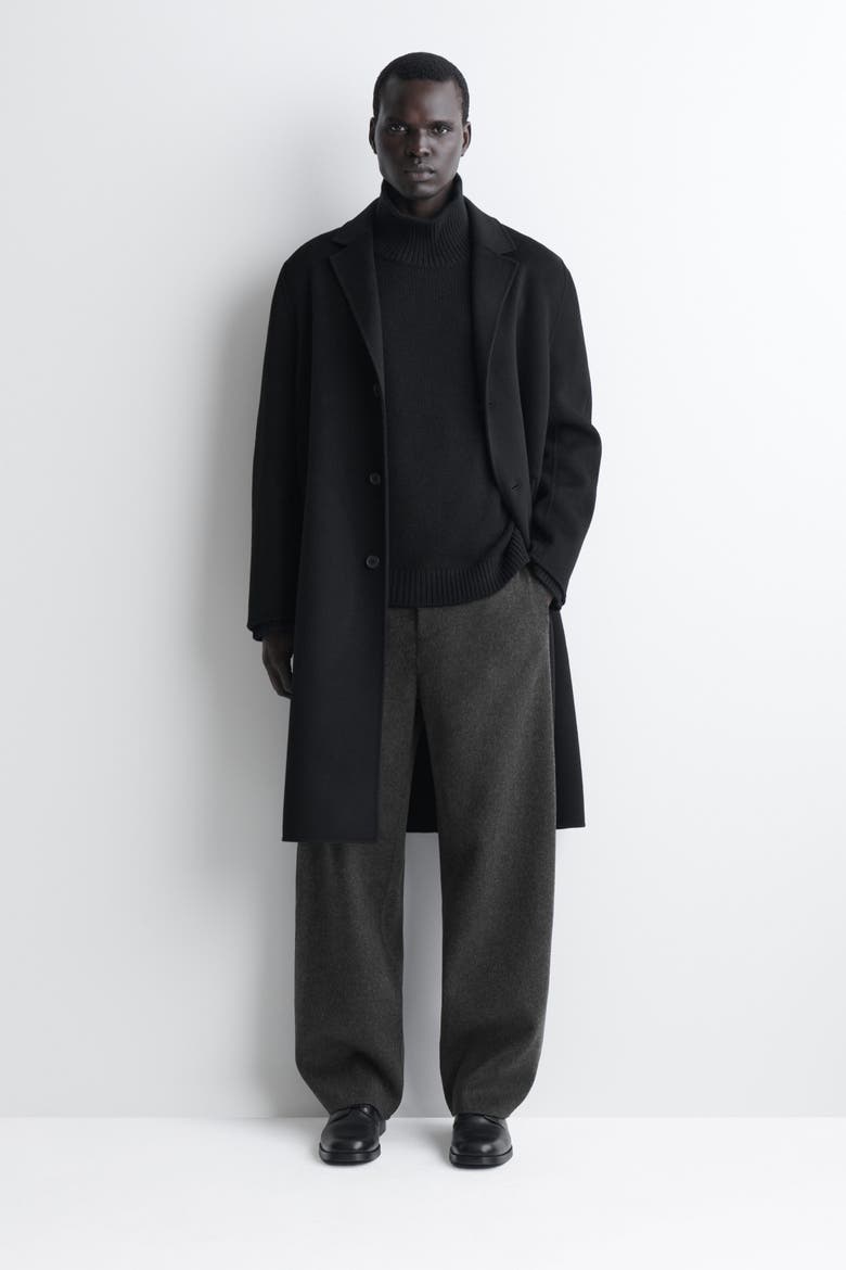 Double-faced Wool Relaxed-fit Wide-leg Pants, Main, color, CHARCOAL