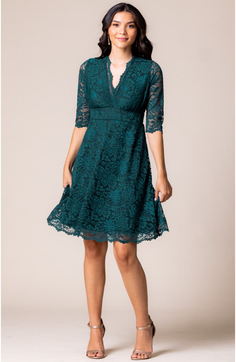 Kiyonna Mademoiselle A-Line Lace Cocktail Dress, Alternate, color, Emerald Green