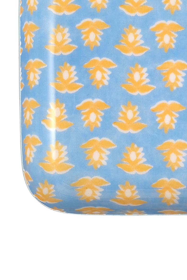 Nanpur Patterned Square Metal Decorative Tray Set Of 2, Alternate, color, Blue