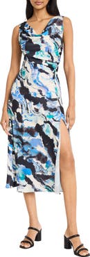 DONNA MORGAN FOR MAGGY Cowl Neck Sleeveless A-Line Midi Dress