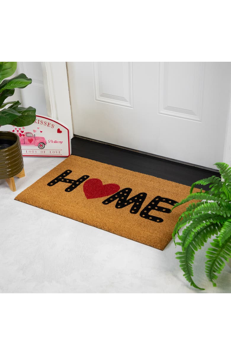 Northlight Natural Coir Home Heart Outdoor Doormat 18" x 30", Alternate, color, Brown
