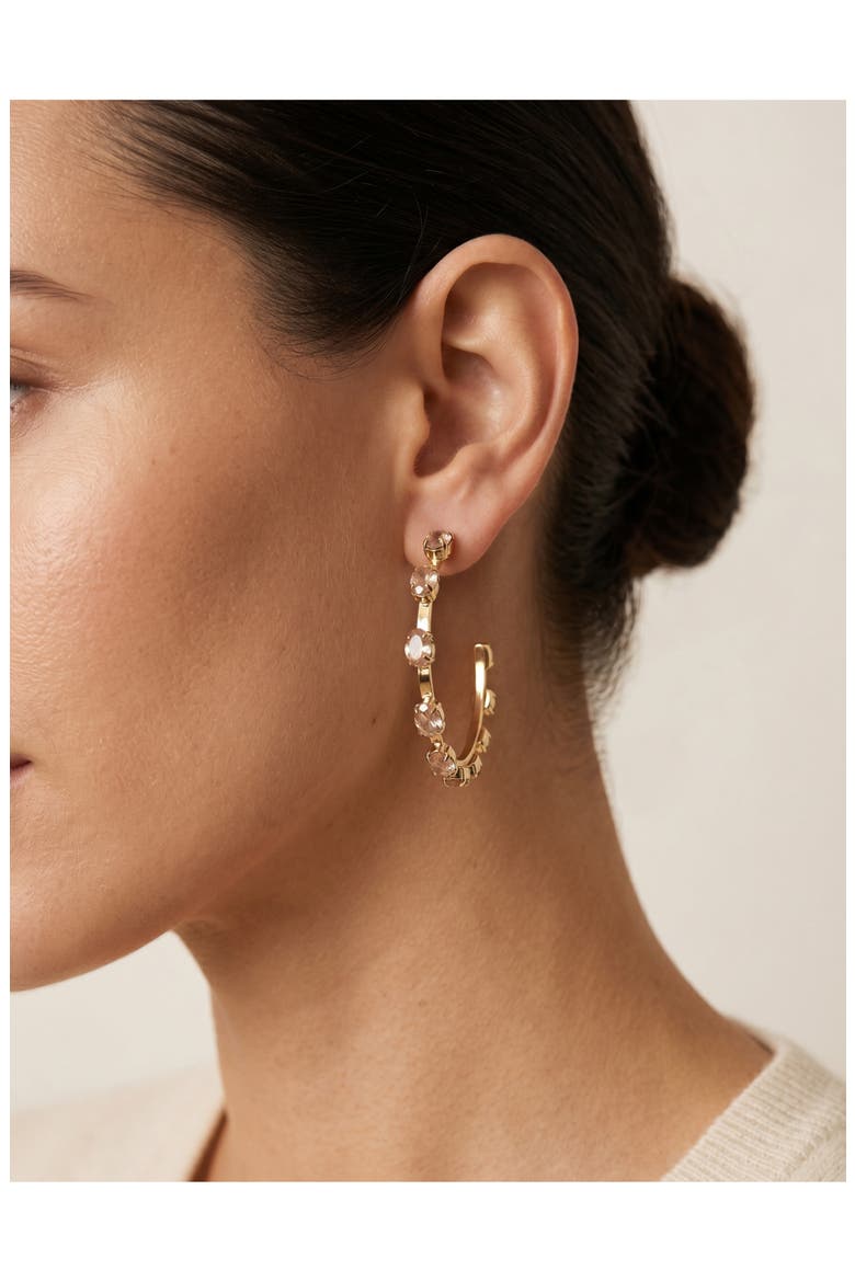Mini Haley Crystal Hoop Earrings, Alternate, color, ROSY PINK