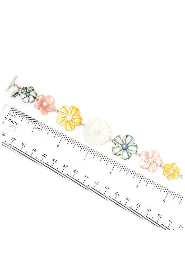 Carved Mother of Pearl Flower Bracelet, Alternate, color, MULTI
