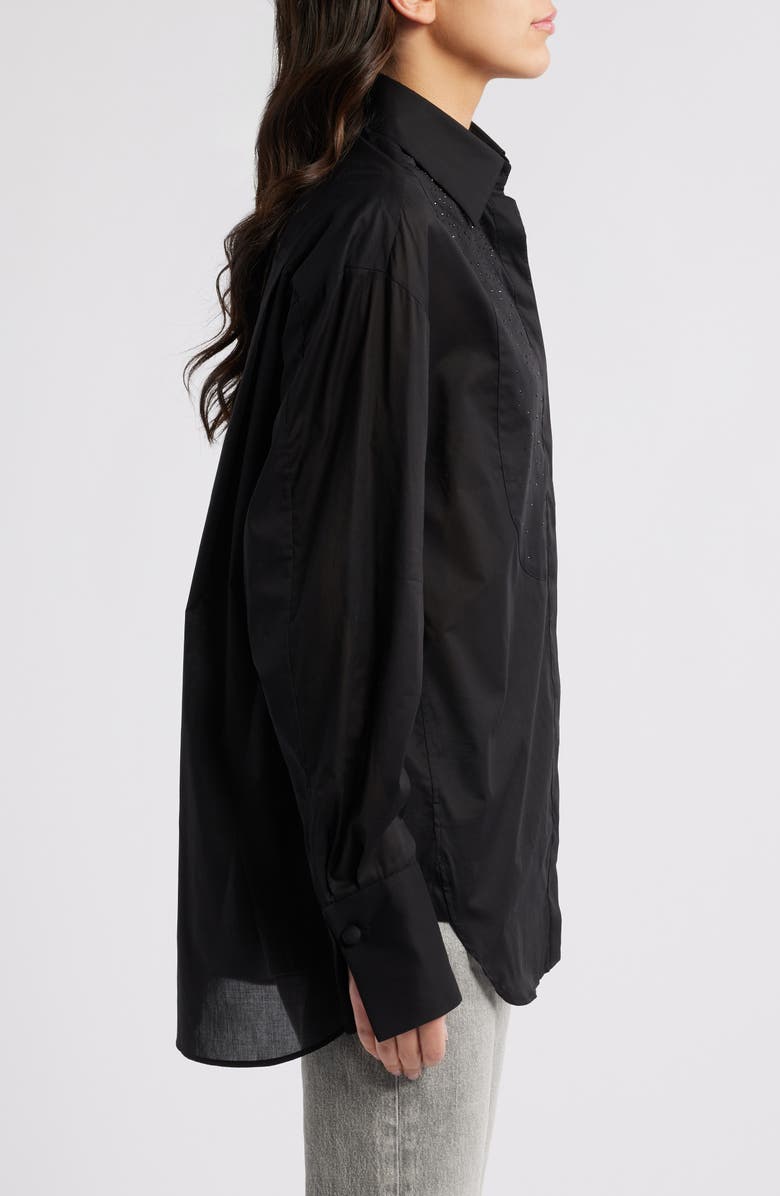 BOSS Bekani Sparkle Eyelet Bib Tuxedo Shirt, Alternate, color, Black