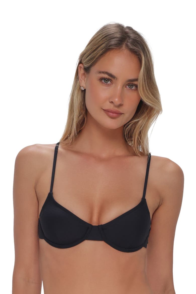 Jolene Underwire Bikini Swimsuit Top, Alternate, color, BLACK
