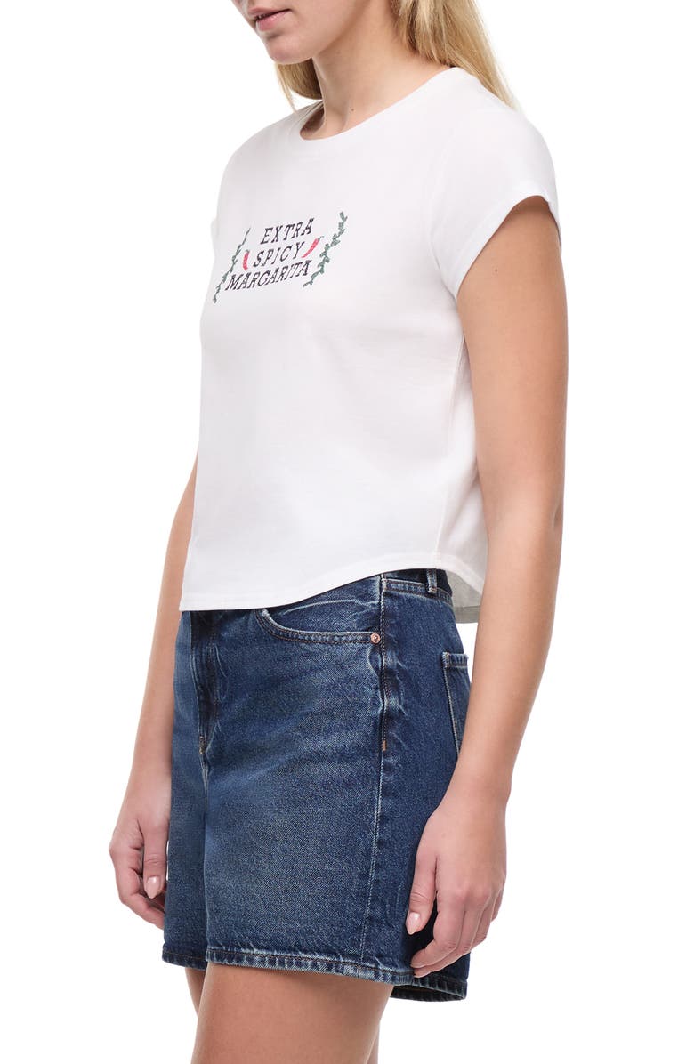 Wildfox Lina Extra Spicy Embroidered T-Shirt, Alternate, color, Snow White