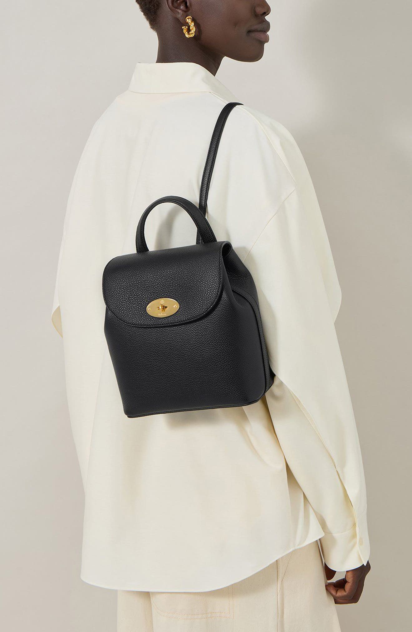 Mulberry Mini Bayswater Leather Backpack, Alternate, color, Black