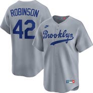 Nike Men's Nike Jackie Robinson Gray Brooklyn Dodgers Throwback Cooperstown Collection Limited Jersey