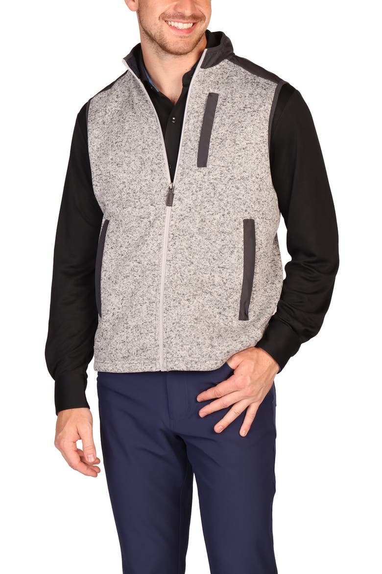 Full Zip Knit Vest, Alternate, color, GREY HEATHER