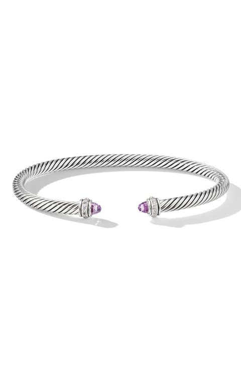 Cable Classic Bracelet with Semiprecious Stones & Diamonds, 4mm
