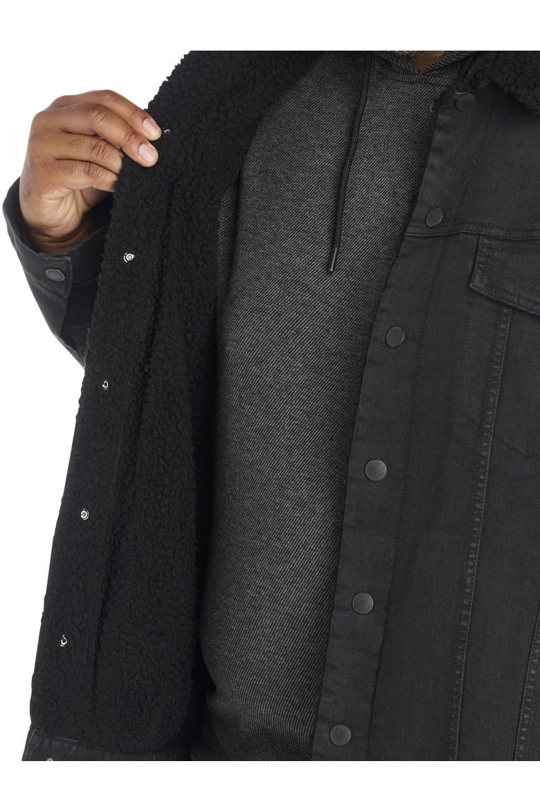 Big & Tall Black Denim Jacket, Alternate, color, COZY NIGHTS