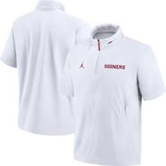 Jordan Brand Men's Jordan Brand White Oklahoma Sooners 2024 Sideline Coach Short Sleeve Half-Zip Hoodie Jacket