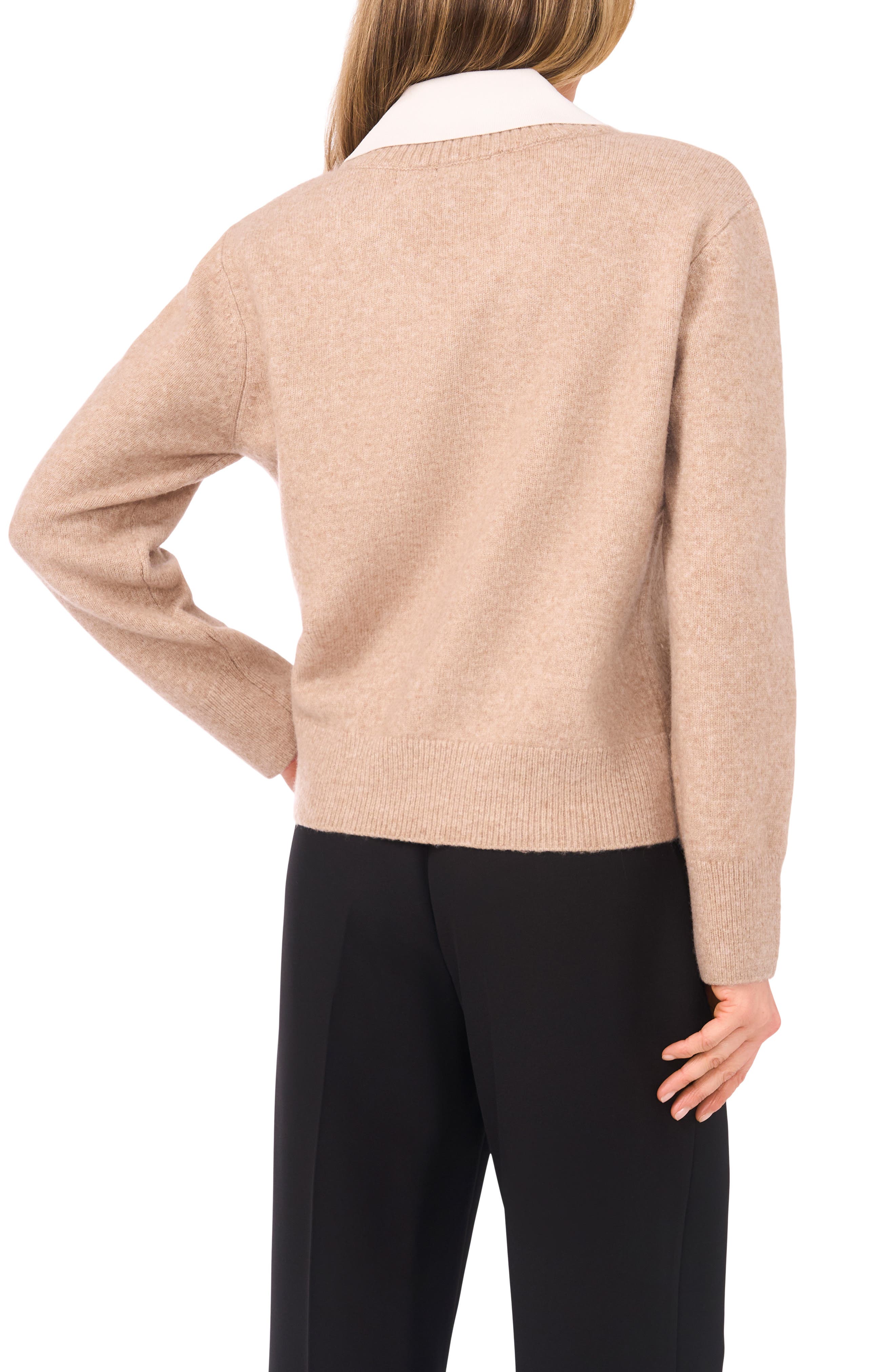 Contrast Collar Twofer Sweater - image 4