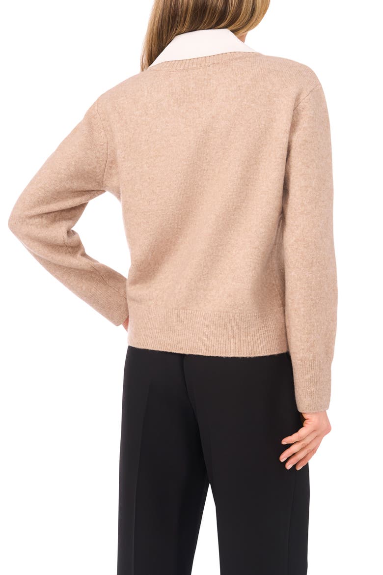 Contrast Collar Twofer Sweater, Alternate, color, SIMPLY TAUPE