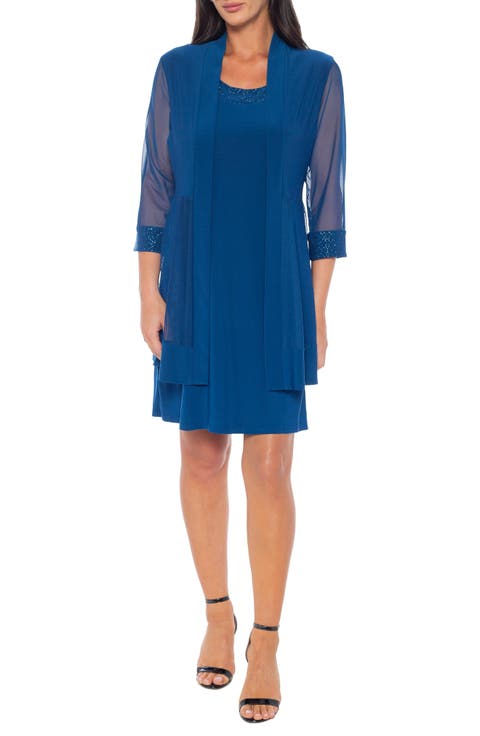 Embellished Shift Dress with Jacket