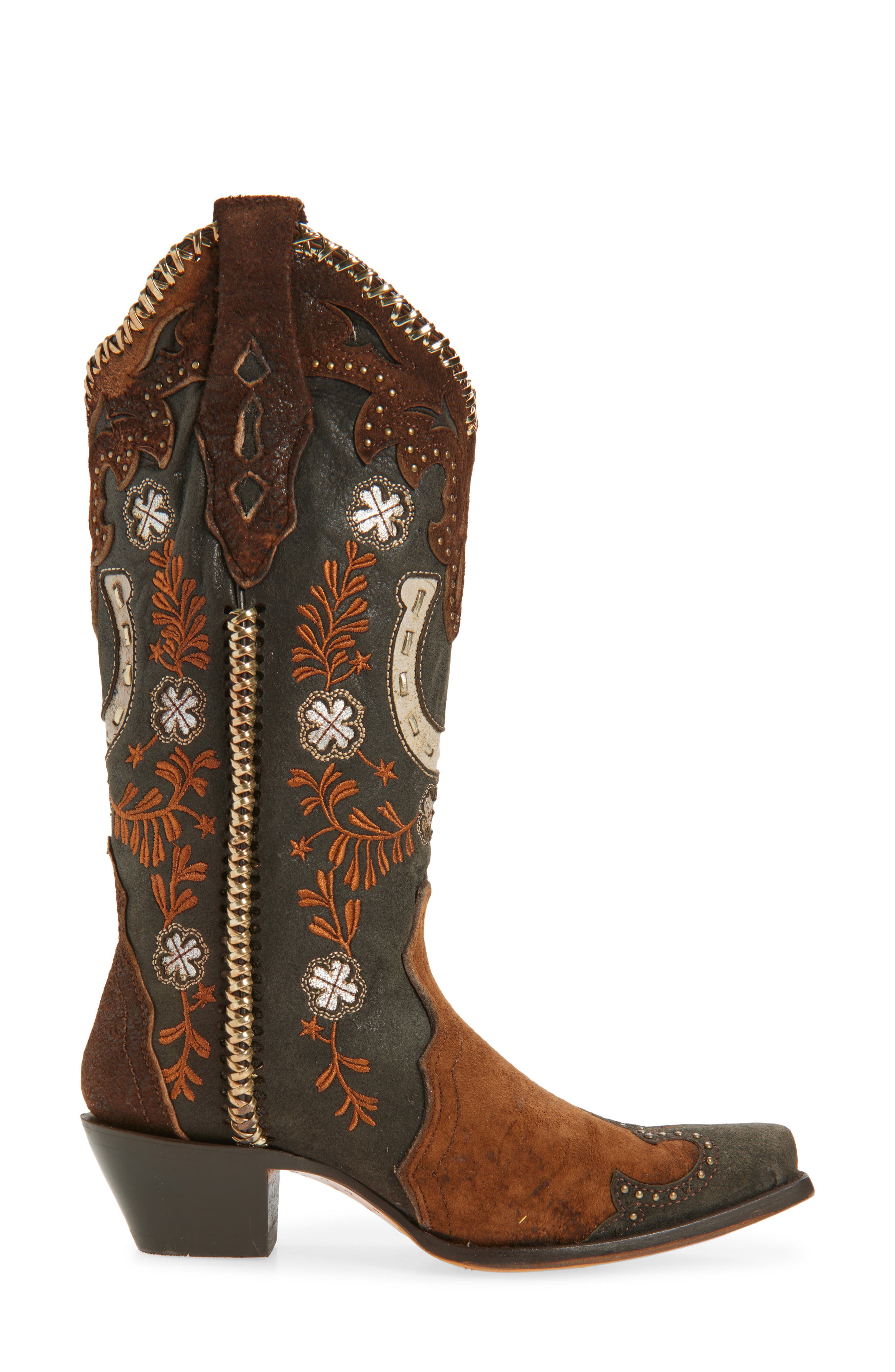 CORRAL Horseshoe Overlay Western Boot, Alternate, color, Brown