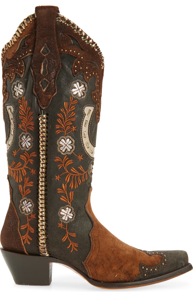 CORRAL Horseshoe Overlay Western Boot, Alternate, color, Brown
