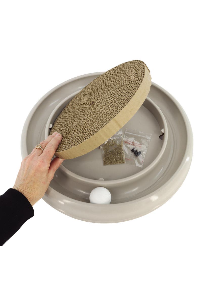 Scratcher Eco, Grey, Cat Toy & Catnip Pack, 15.5 Inches, Round Racetrack, Alternate, color, Gray