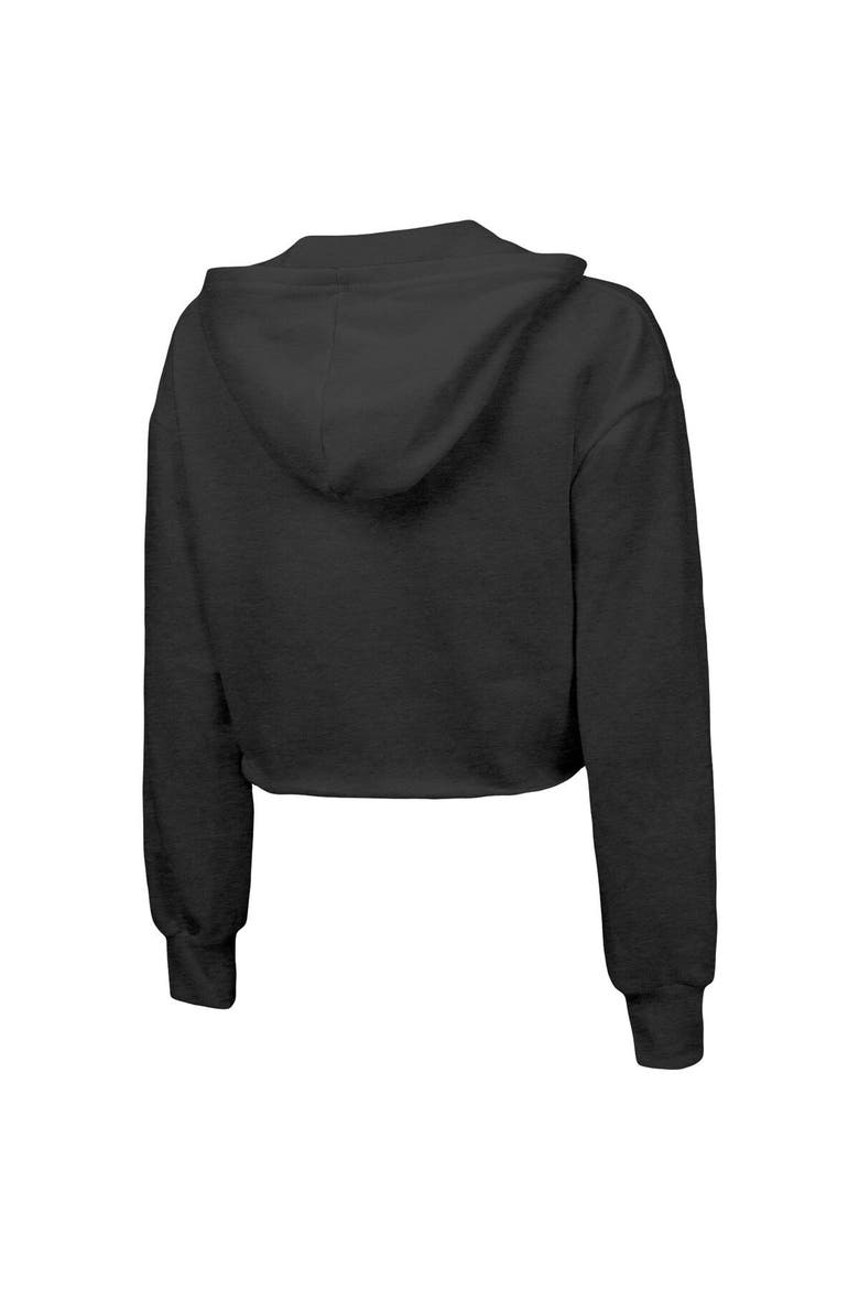 Women's Majestic Threads Black Brooklyn Nets Repeat Cropped Tri-Blend Pullover Hoodie, Alternate, color, Black