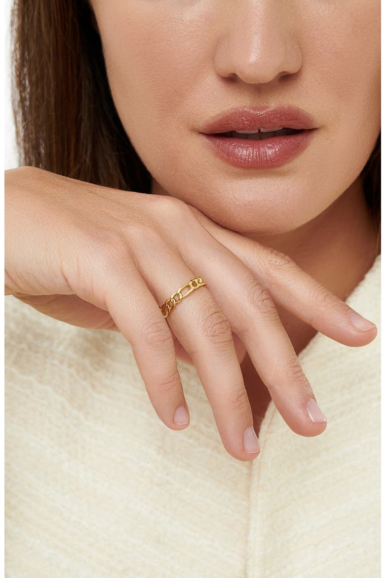 Figaro Link Ring, Alternate, color, GOLD