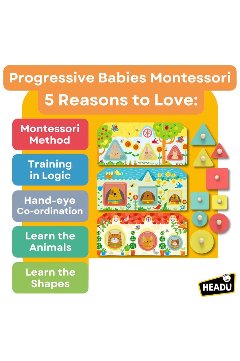 Progressive Babies Montessori Wooden Shapes & Colors Matching Game, Alternate, color, Multicolored