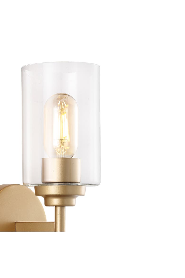 Giles 2-Light Farmhouse Industrial Iron Cylinder LED Sconce, Alternate, color, Brass Gold