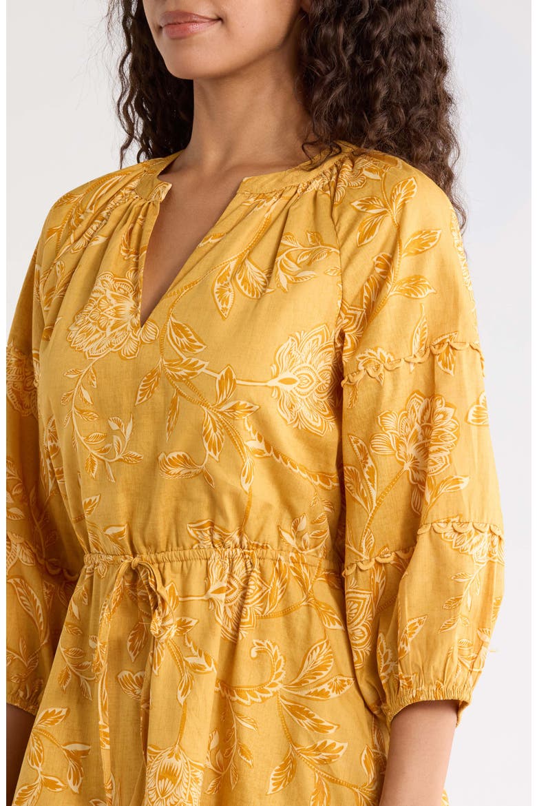 Dabria Floral Tiered Cotton Minidress, Alternate, color, MUSTARD