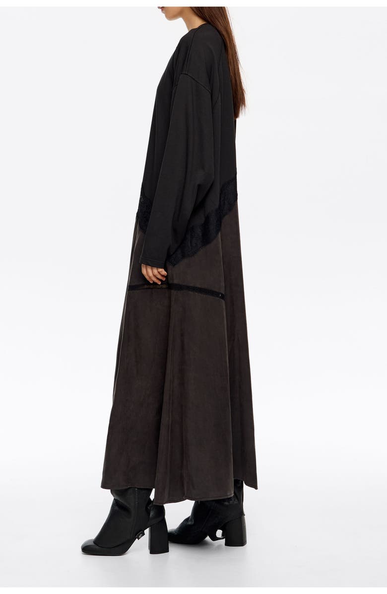 Bimba y Lola Lace 2 1 Sweatshirt Dress, Alternate, color, Washed Black