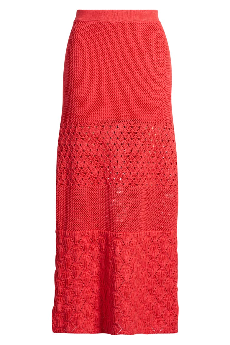 Amada Midi Cotton Sweater Knit Skirt, Alternate, color, RED